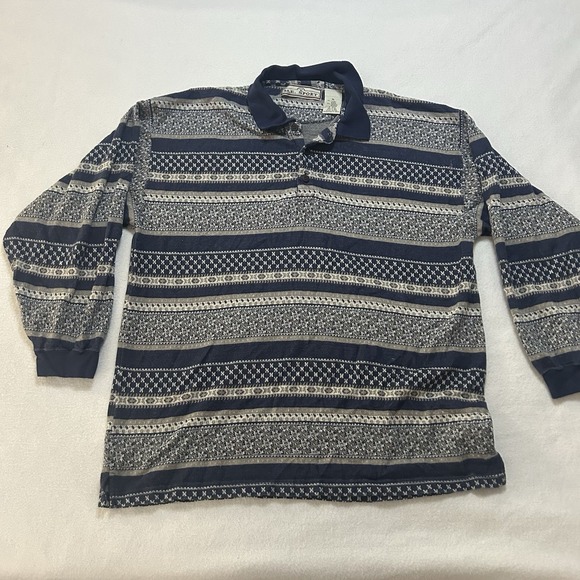 M.E. Sport Other - Vintage Polo Shirt Sweater Long Sleeve Rugby M.E. Sport Mens XL Striped
